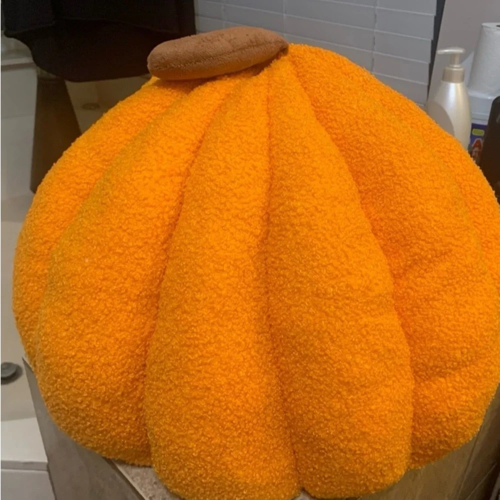 Cozy Halloween Pumpkin Pet Bed Plush, Thickened Warmth For Cats & Small Dogs